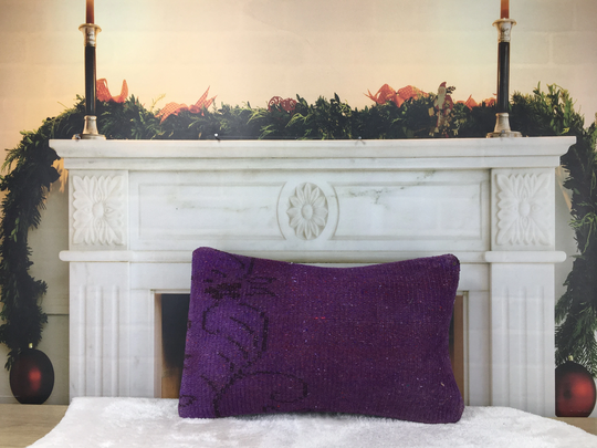 Purple Pillow, Chair Couch Turkish Rug Vintage Livingroom 12x20 Inches 2053