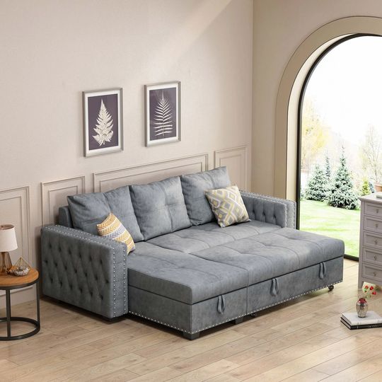 3 Seat Reversible Sleeper Sectional Storage Sofa Bed