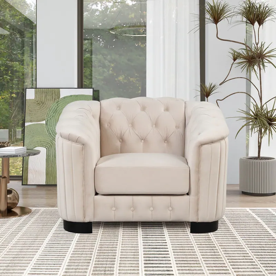 Modern Velvet Accent Sofa, Single Sofa Chair with Removable Seat Cushion