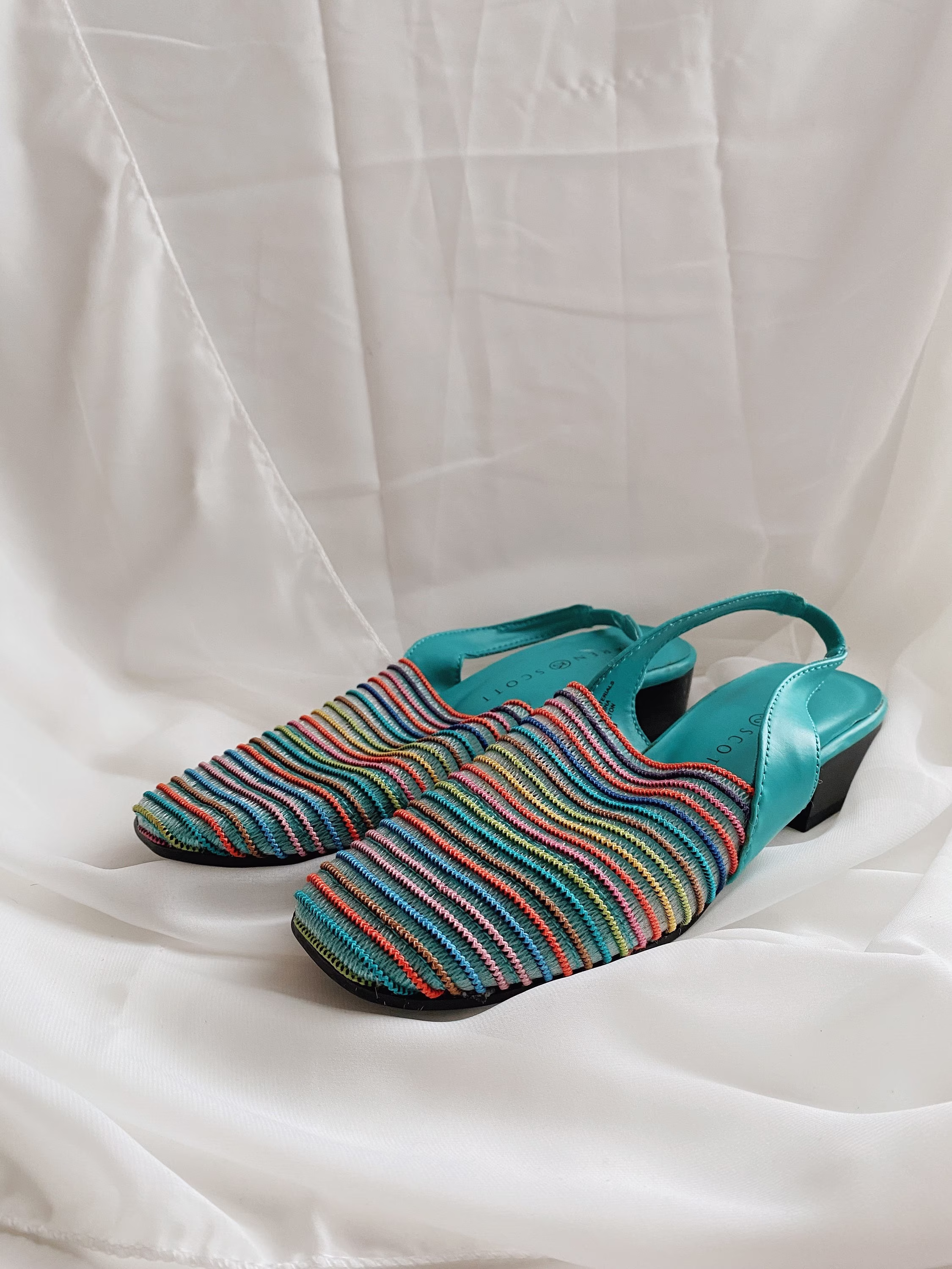 Vintage Colorful Slingback Mules | Size 5