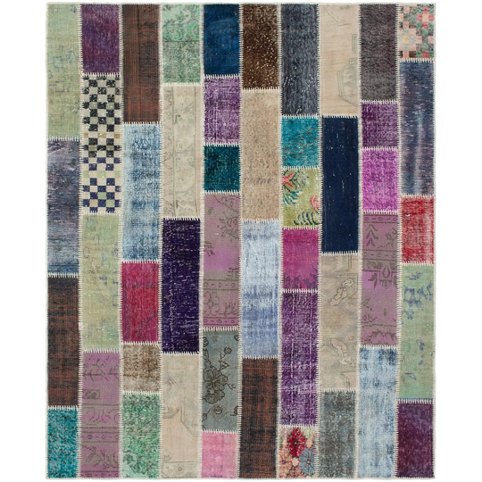 ECARPETGALLERY Hand-knotted Color Transition Patchwork Multi Wool Rug - 6'1 x 8'2