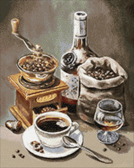 Coffee Time Diamond Painting Set By Wizardi. Kitchen Still Life Art Kit. Large Kit Cs2553
