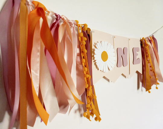 Daisy High Chair Banner, One First Birthday Decor, Flower 1st Sign, Garland, Wildflower Sign