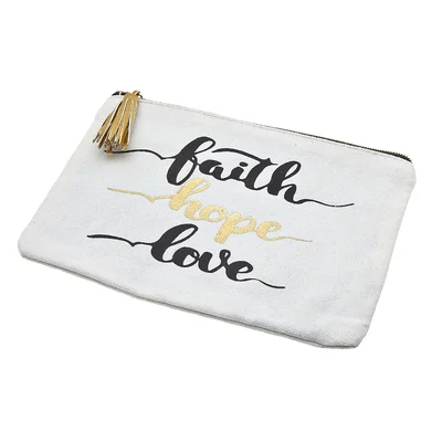Faith Hope and Love Canvas Pencil Case Supply Holder