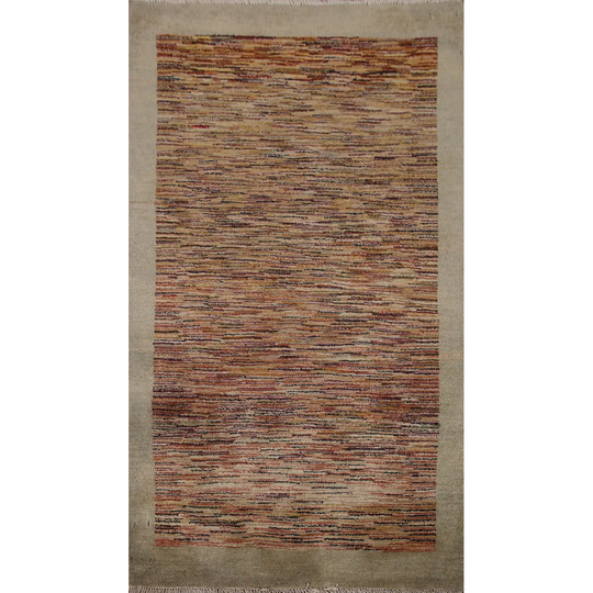 Multi-Color Modern Gabbeh Oriental Rug Handmade Wool Carpet - 2'7" x 4'0"