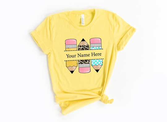 Custom Teacher Shirt, Personalized Back To School Pencil Kindergarten Teacher, Prek Tee
