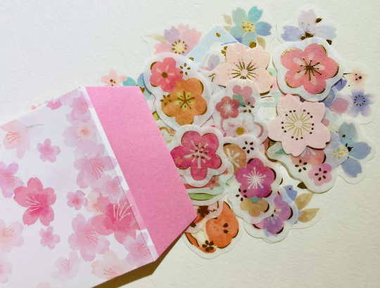 Sakura Flake Sticker Mechamix Series 1 Set Of 50 Or 100 Pieces, Bujo, Junk Journal, Happy Mail, Cherry Blossom, Stationery, Japanese Floral