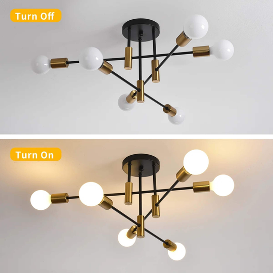 Mid-Century Modern Sputnik Ceiling Lighting Linear Semi Flush Mount