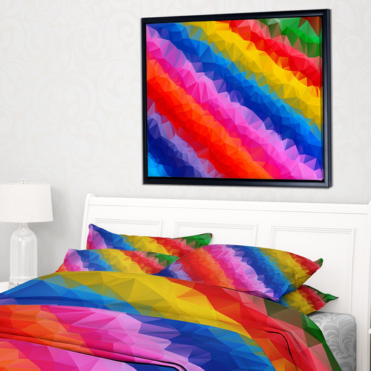 Designart 'Multi Color Polygonal Pencils' Abstract Framed Canvas Art Print
