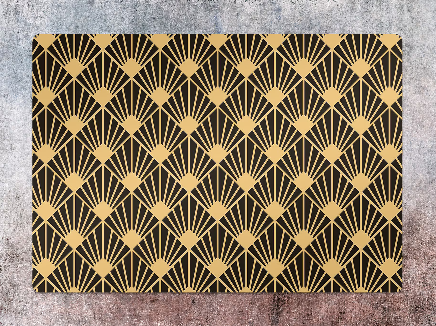 Art Deco Chair Mat, Black Protective Gold Splat Vinyl Floor Pad, Flooring, Gift Idea, Game Room Rug