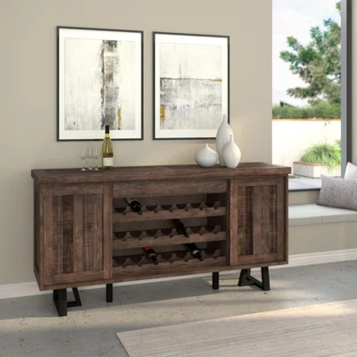 Mclane Prairie Sideboard with Wine Holder, Natural/Black