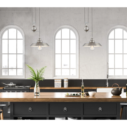 Westinghouse Lighting Iron Hill One-Light Brushed Nickel Indoor Pulley Pendant