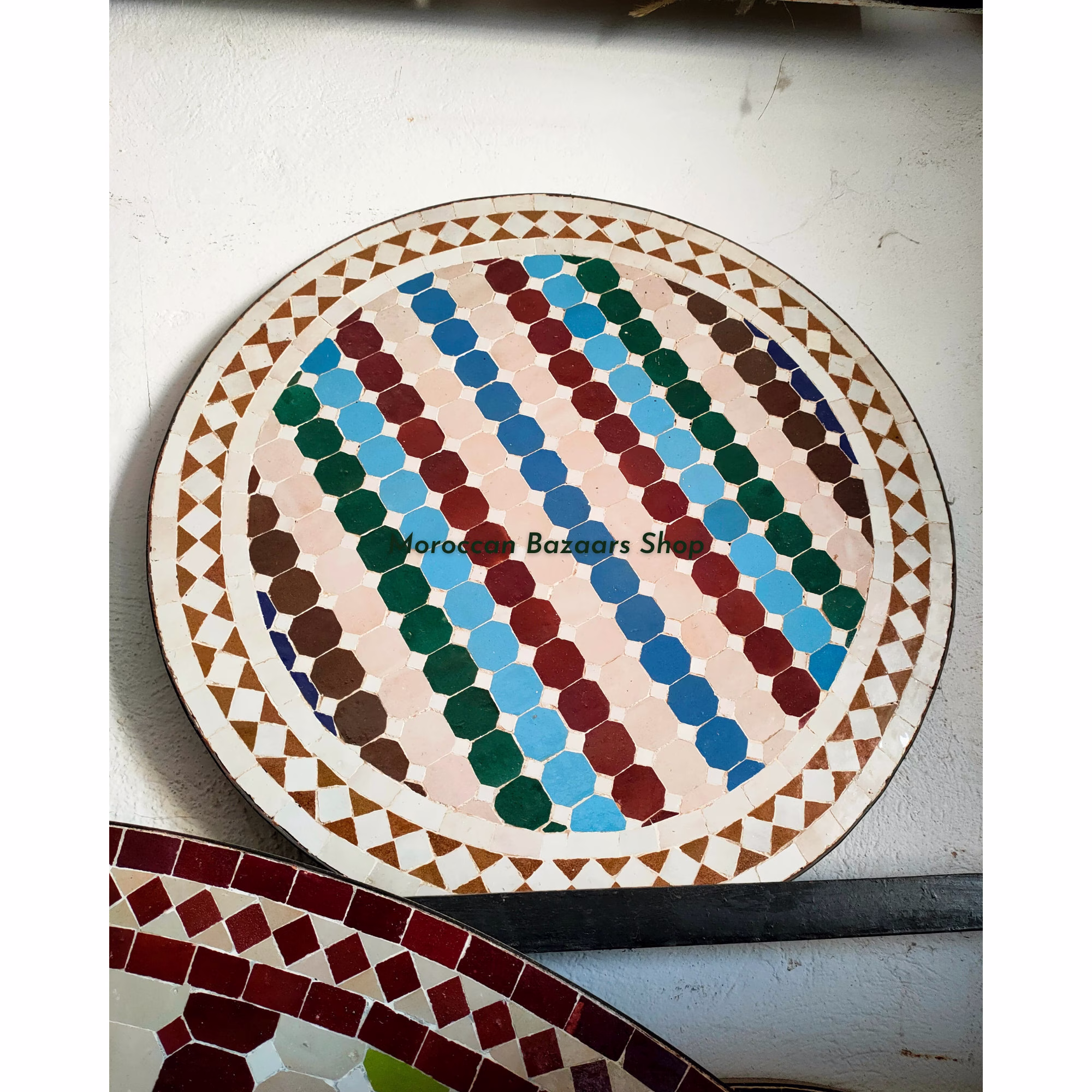 Moroccan Mosaic Table, Multicolors Handmade Dinner Table, Outdoor/ Indoor Round Home Decor