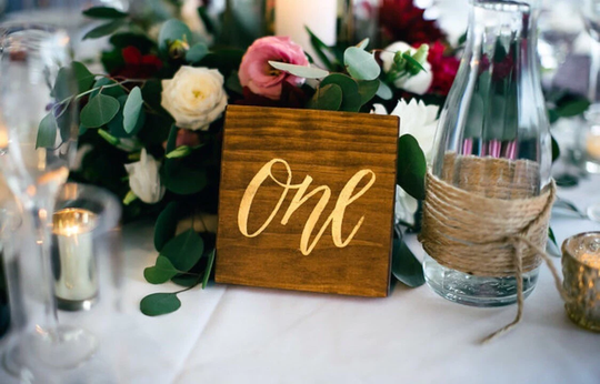 Wooden Table Numbers | Custom Freestanding Wedding Number Signs Gold Rustic Boho Decor Engagement Signage