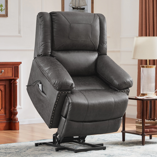 Grey Power Lift Chair with Adjustable Massage Function