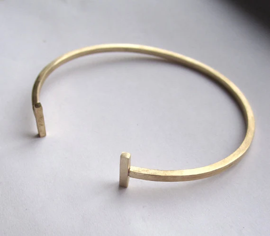 2mm Bar Line Square Cuff Bracelet Brass Adjustable Open Thin Cuff Bracelet, Barbell Cuff, Simple Gift For Mother's Day 0041