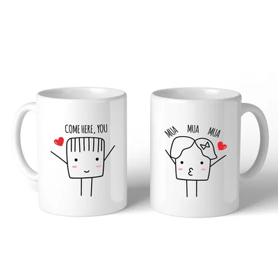 Henricks Come Here you Mua Mua Mua Couple 2 Piece Coffee Mug Set