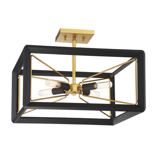 Sable Point - 4 Light Semi Flush by Metropolitan - Sand Coal With Honey Gold Acce