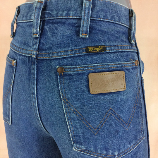Size 27 Vintage Wrangler Jeans W27 L35 Medium Wash Distressed High Waisted Tall Slim Fit Straight Leg