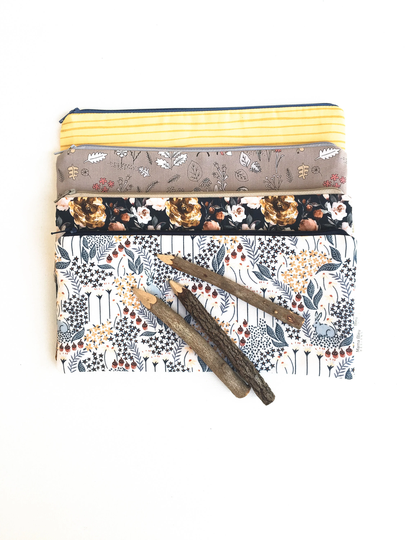 Woodland Zipper Pouch, Winter Gift, Pencil Case, School Supplies, Gift For Her, Animals, Fox, Forest, Organize, Make Up Bag