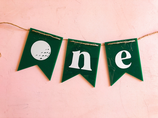 Golf Birthday High Chair Banner | Hole in One Party First Baby Smash Cake Golfer