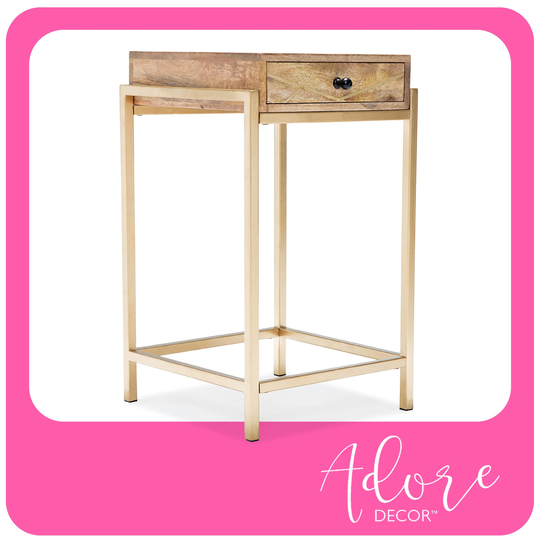 Adore Decor Sidney Modern Living Room Table, Beige/Gold
