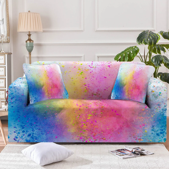 Rainbow Couch Cover Sofa Slipcover Bohemian Armchair Loveseat Oversize Furniture Protector