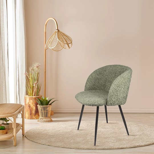 Upholstered Faux Fur Living Room Accent Chairs (Set of 2) & Upholstered Dining Chair and High Density Sponge Lounge Chairs