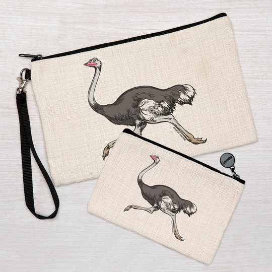 Ostrich Zipper Pouch - Coin Purse Pencil Bag Large Or Small Available Full Color Dye Sublimation