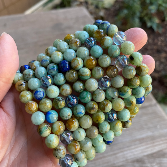 Chrysocolla & Azurite Grounding Beads Bra19