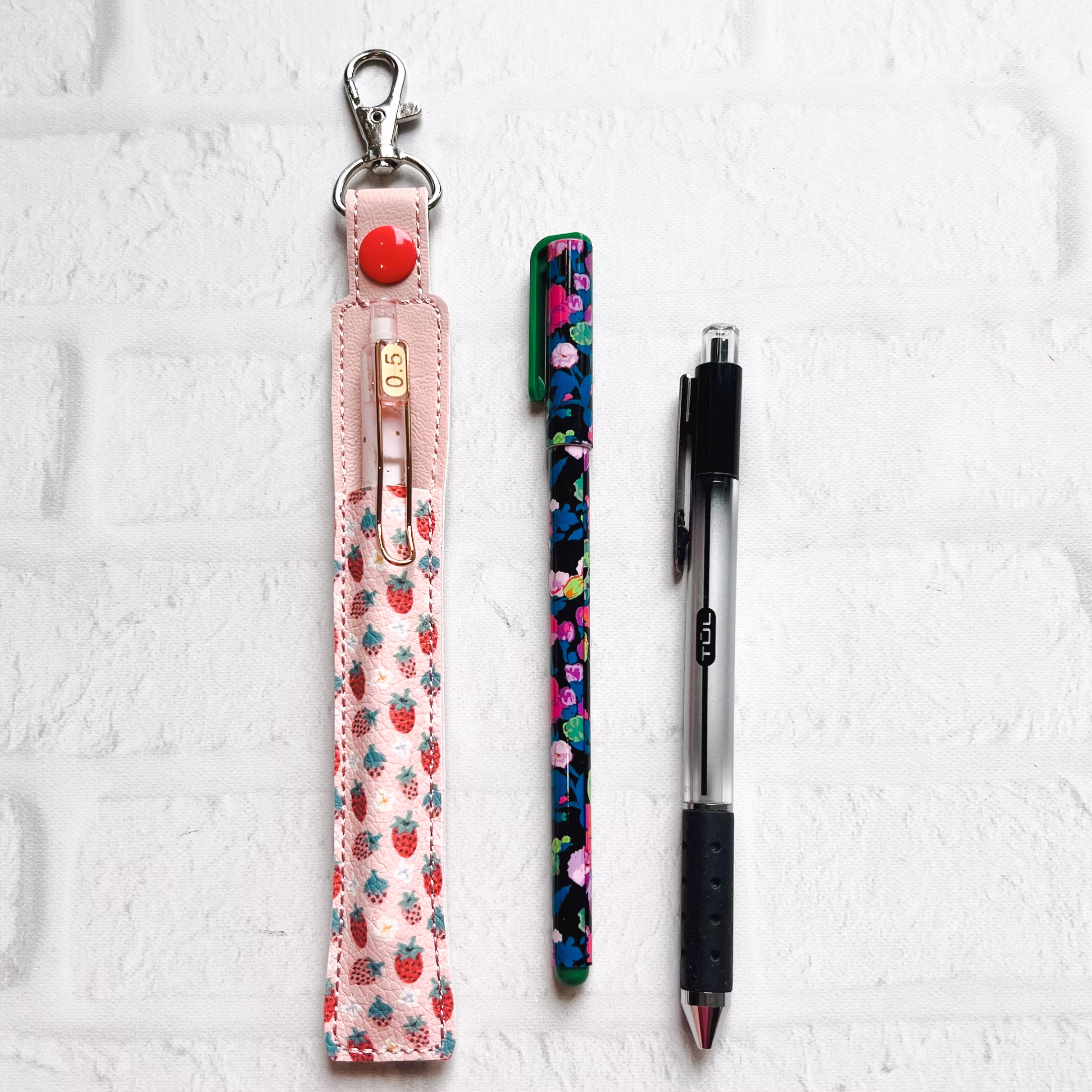 Strawberry Pen Or Pencil Holder Keychain For Lanyard, Stylus Holder, Pen Case, Holder, Teacher Lanyard Gift Idea, Nurse