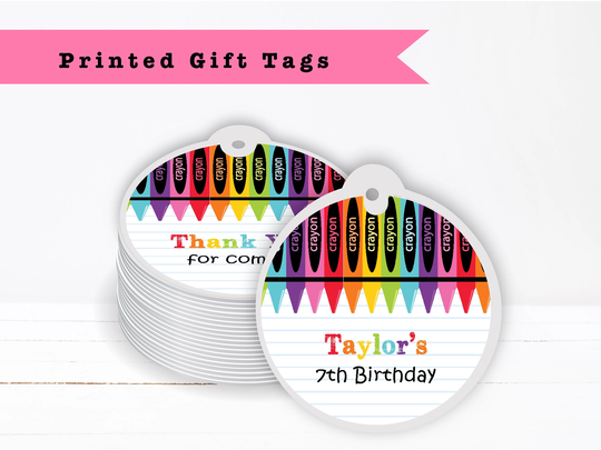 Coloring Crayon Art Colorful Rainbow - Printed Gift Tags Thank You Card For Party Favor Bag Gable Box