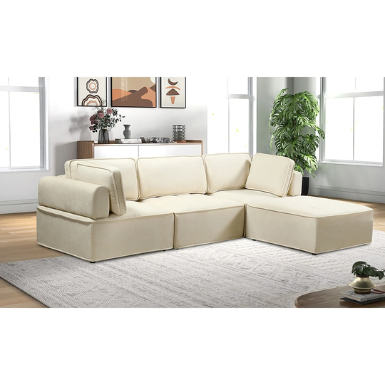 Contemporary Sectional Sofa with Removable Back Cushions