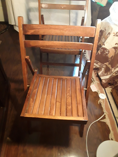 Gorgeous 1900S Antique Primitive Sturdy Wood Slat Folding Chairs - Build Solid