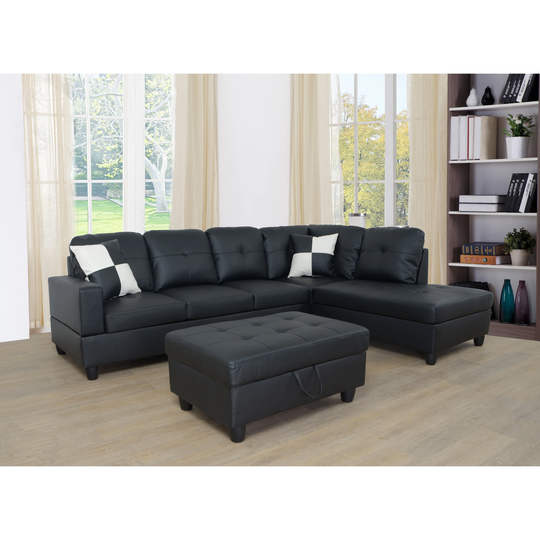 2 Piece Pu Faux Leather Sectional Sofa & Chaise