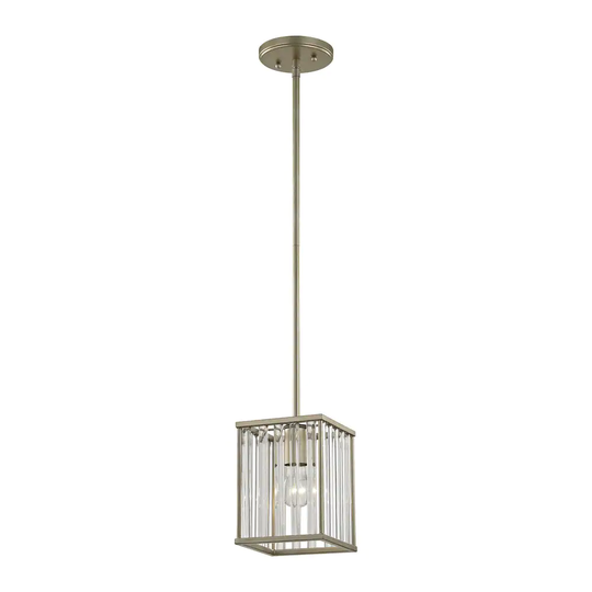 Ridley Aged Silver Metal Oval Glass Rods 1-light Pendant