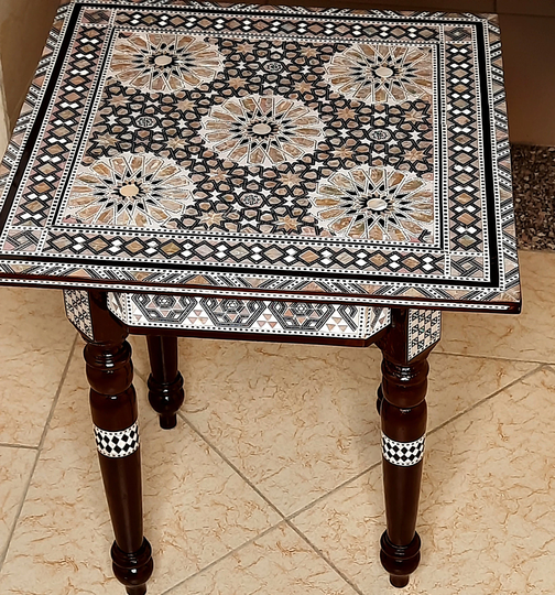 Handmade Furniture Coffee Side Table With Exquisite Mother Of Pearl Inlay.square /Mosaic Entryway Side Table/Moroccan Table