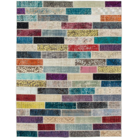 ECARPETGALLERY Hand-knotted Color Transition Patchwork Multi Wool Rug - 5'6 x 7'10