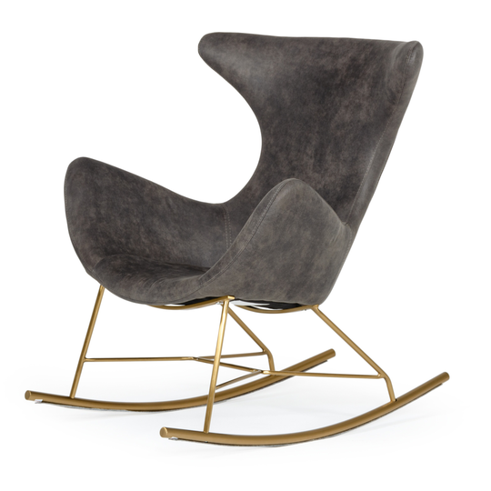 Modrest Cassidy Modern Dark Grey & Gold Rocking Chair