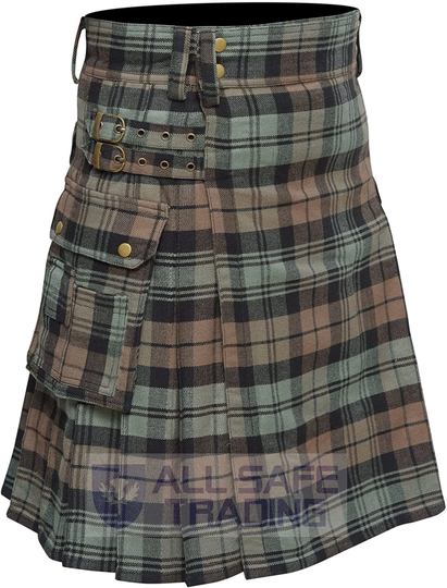 Scottish Mens Utility Kilt, Black Watch Weathered, Highland Men's Handmade Tartan Kilt, Kilt For Men, Traditional Gift