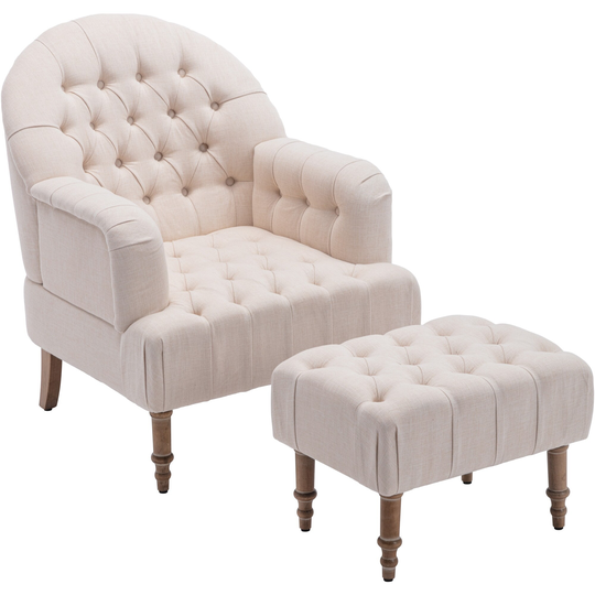 Accent Chair, Button-tufted Chair Set with Ottoman for Living Room Lounge Chair