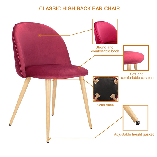 Living Room Chairs Velvet Chairs Side Chairs Modern Style Upholstered Armchairs Set of 2