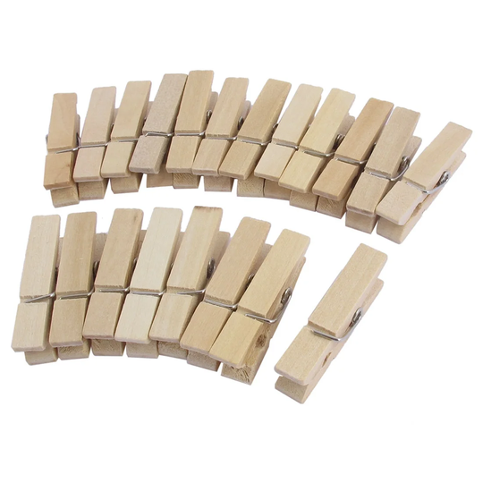 Household Wooden Photos Crafts Laundry Hanging Spring Clamp Clothes Pins - Wood Color