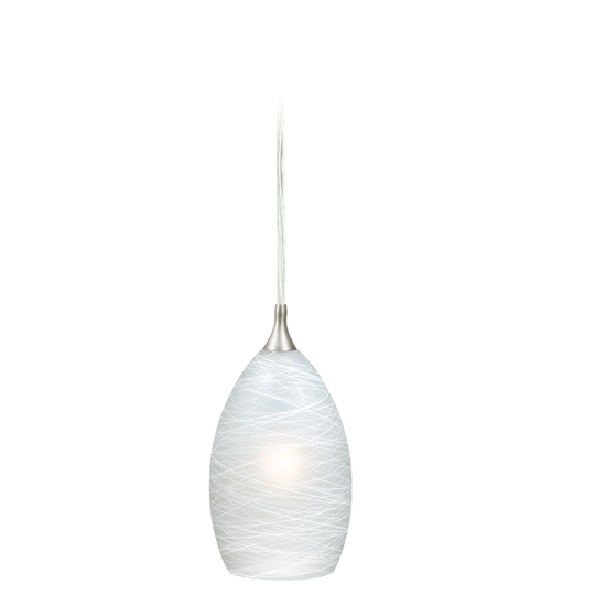 Milano Satin Nickel Mini Pendant Ceiling Light White Glass - 4.5-in W x 8.25-in H x 4.5-in D