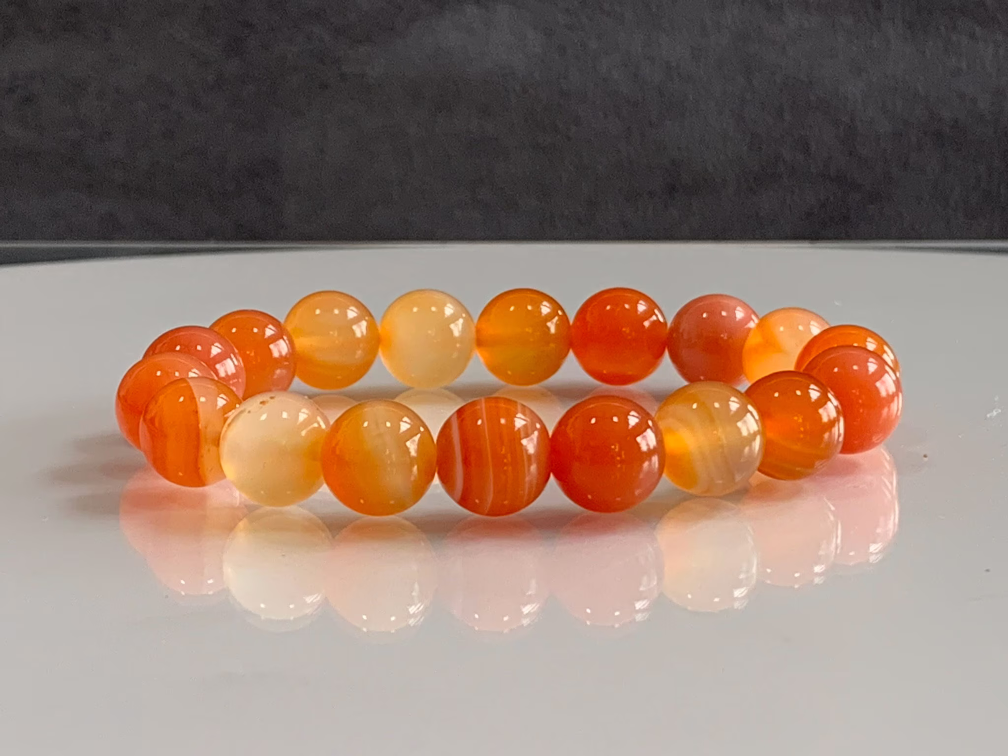 Carnelian Bracelet, Stretch July Birthstone Crystal Natural Bead Bracelet