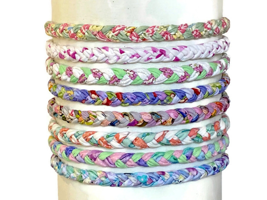 Thin Pastel Headband Braid For Women Girls Men With Adjustable Or Round Elastic Back in Green Blue Purple Fabric/Ooak Hippie