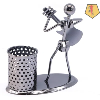 Guitar Pen Holder Creative Desk Accessories Multipurpose Stand Metal Pencil Holder Organizer For Gifts, Kids, Students, And Office Stationary