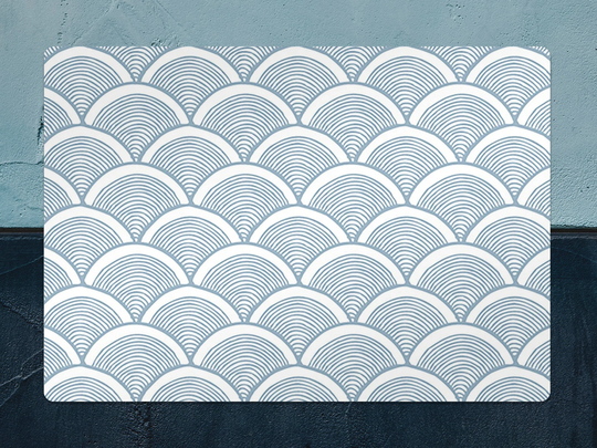 Aqua Circles Waves Chair Mat, Blue Vinyl Floor White Protective Abstract Splat Office Decor, Room Rug, Gift Idea