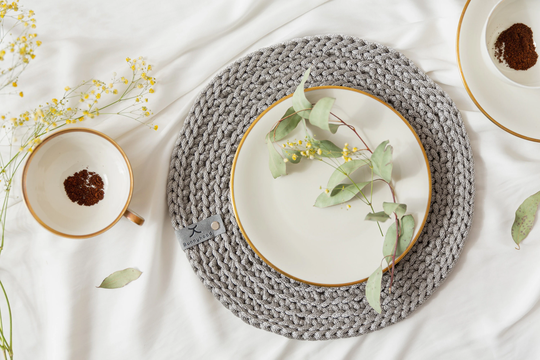 Crochet Round Placemats For Table "Silver"/Handmade Set Mats Protection From Heat & Scratches