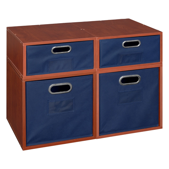 Noble Connect Storage Set- 2 Full Cubes/2 Half Cubes with Foldable Storage Bins- Cherry/Blue